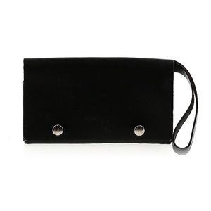 Mr. Lentz Slim Phone Purse in Black Full-Grain Leather with added Wristlet strap